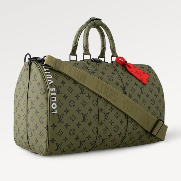 Louis Vuitton Keepall 45 Khaki Green/ Vermillion Red - Picture 4 of 12